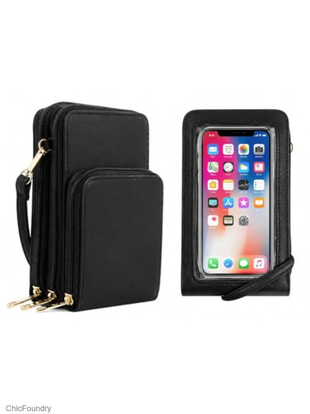 RFID Blocking Touch Screen Crossbody Phone Purse Faux Leather Shoulder Bag